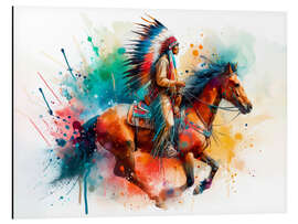 Tableau en aluminium Cherokee chief on horseback