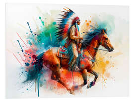 Foam board print Cherokee chief on horseback