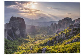 Foam board print Meteora Rocks at sunset