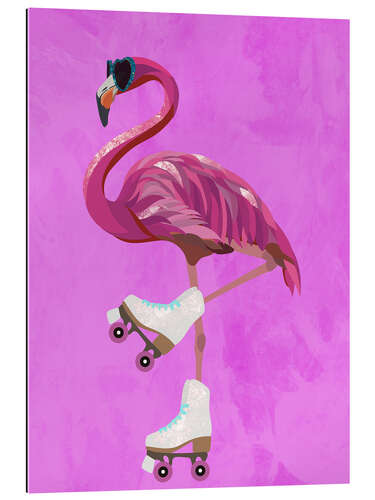 Gallery print Pink Flamingo rollerskating