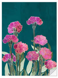 Selvklebende plakat Pink Carnations