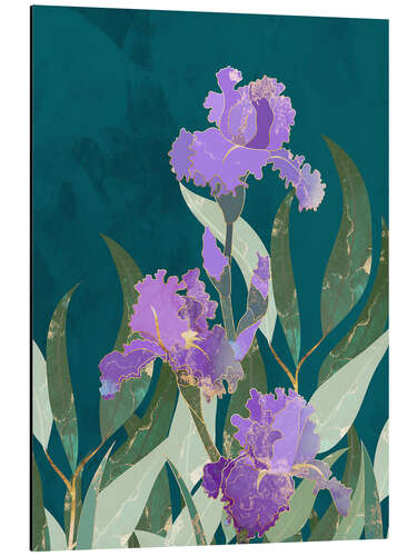 Cuadro de aluminio Purple Turquoise Iris Flowers