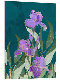 Foam board print Purple Turquoise Iris Flowers