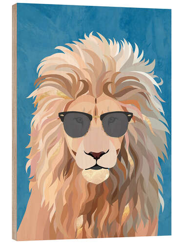 Wood print Too cool lion