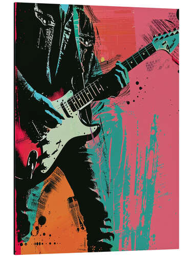 Aluminium print Retro guitar poster