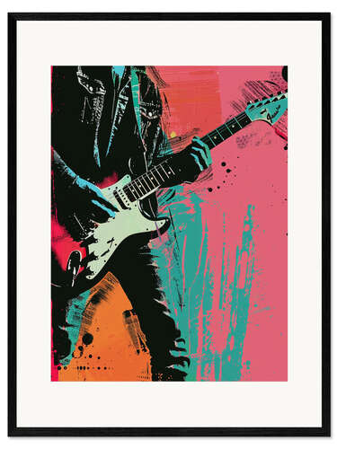 Ingelijste kunstdruk Retro guitar poster