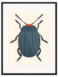 Gerahmter Kunstdruck Blauer und orangefarbener Käfer