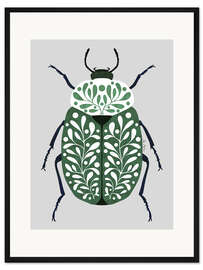 Gerahmter Kunstdruck Käfer und Blätter