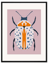 Gerahmter Kunstdruck Weiß-blauer Käfer