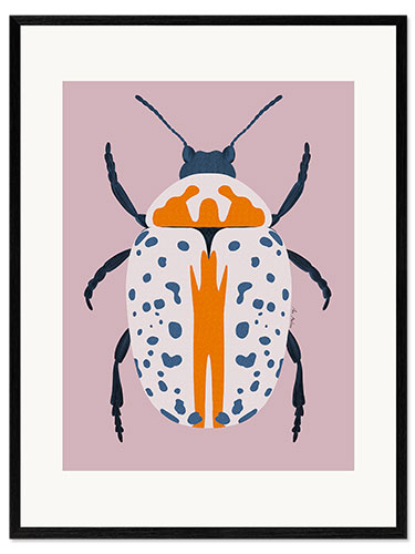 Framed art print White and blue beetle