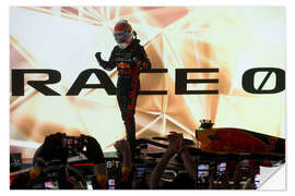 Selvklæbende plakat Max Verstappen, Red Bull Racing, 1st position, Parc Ferme 2023