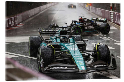 Acrylic print Lance Stroll, Aston Martin, leaves the track in the wet