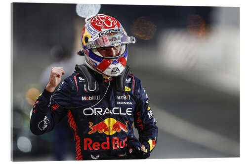 Acrylic print Pole man Max Verstappen in Parc Ferme