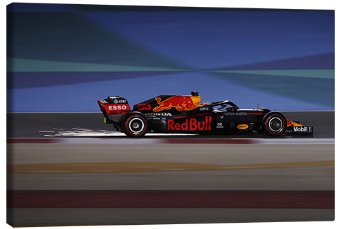 Canvas print Sparks kick up from Max Verstappen, Red Bull, Bahrain 2020 I