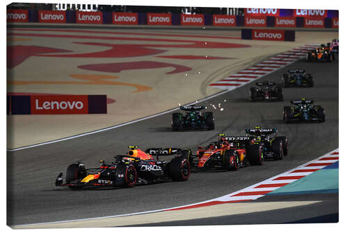 Quadro em tela Sergio Perez leads Carlos Sainz and Lewis Hamilton, Bahrain GP 2023