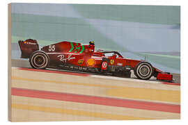 Hout print Carlos Sainz, Ferrari, Bahrain GP 2023 I