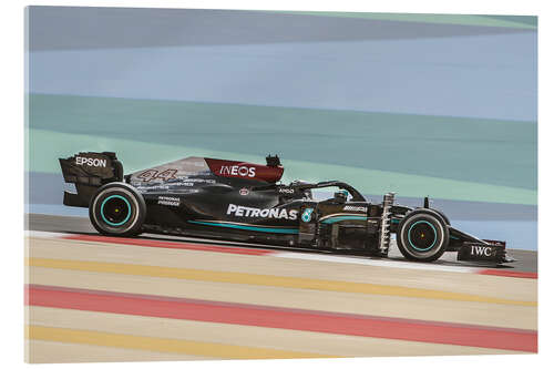 Acrylic print Lewis Hamilton, Mercedes W12, Bahrain GP 2021