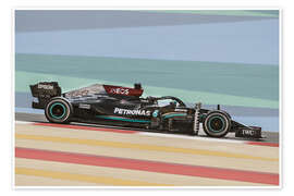 Plakat Lewis Hamilton, Mercedes W12, Bahrain GP 2021