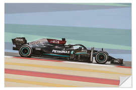 Sticker mural Lewis Hamilton, Mercedes W12, Bahrain GP 2021