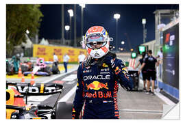 Naklejka na ścianę Max Verstappen celebrates after securing pole, Bahrain GP 2023