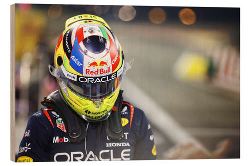 Cuadro de madera Sergio Perez in Parc Ferme after Qualifying, 2023