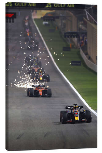 Leinwandbild Verstappen führt vor Leclerc und Perez, Bahrain GP 2023