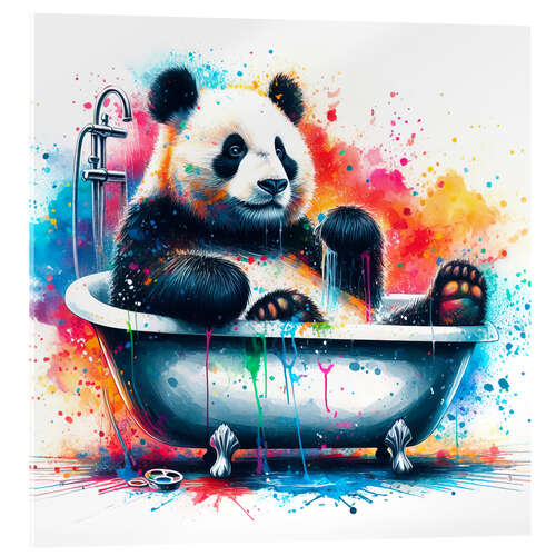 Obraz na szkle akrylowym Panda bear in the bathtub