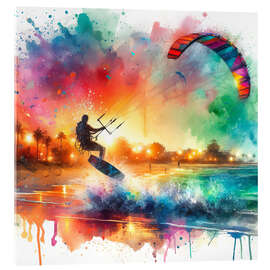 Quadro em acrílico Kite surfing in watercolour