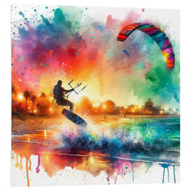 Foam board print Kite surfing in watercolour