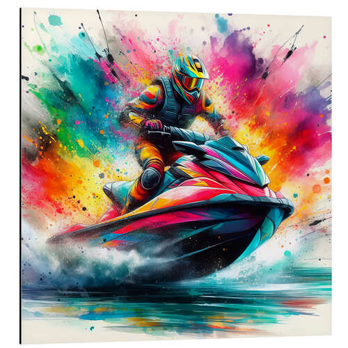 Obraz na aluminium Jet ski on colour waves