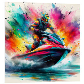 Foam board print Jet ski on colour waves