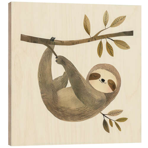 Wood print Sloth in the tree