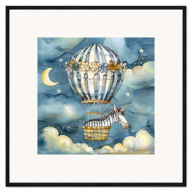 Stampa artistica con cornice Zebra in a balloon