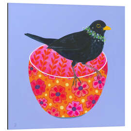 Magnettafel Amsel und dekorative Schale