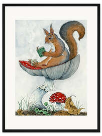 Gerahmter Kunstdruck Eichhörnchens Teezeit