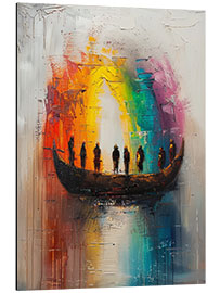 Alubild Regenbogen über dem See