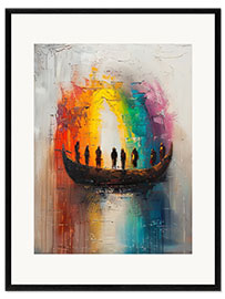 Gerahmter Kunstdruck Regenbogen über dem See