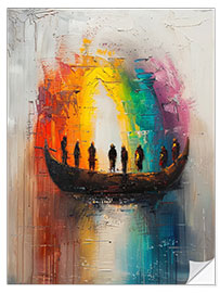 Wandsticker Regenbogen über dem See