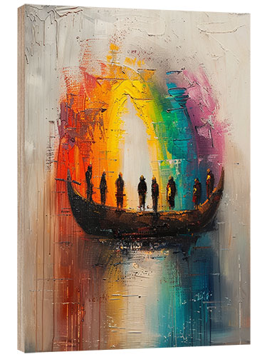 Cuadro de madera Rainbow over the lake