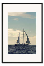 Gerahmter Kunstdruck Boot auf dem Pazifischen Ozean, Golf von Papagayo, Costa Rica