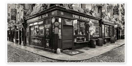 Wall print Street with pubs, Temple Bar, Dublin I