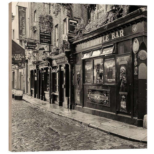 Print på træ Street with pubs, Temple Bar, Dublin II