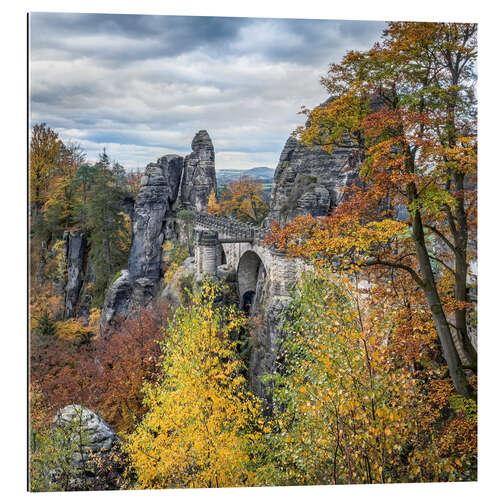 Gallery Print Buntes Herbstlaub an der Basteibrücke, Sächsische Schweiz