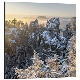 Stampa su alluminio Bastei Bridge on a winter morning, Saxon Switzerland