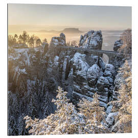 Gallery print Bastei Bridge on a winter morning, Saxon Switzerland