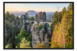Gerahmter Kunstdruck Basteibrücke im Herbst