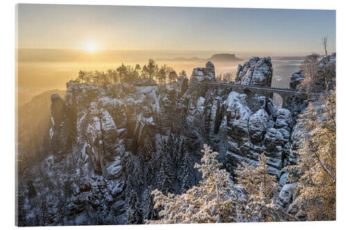 Cuadro de metacrilato Sunrise at the Bastei, Saxon Switzerland