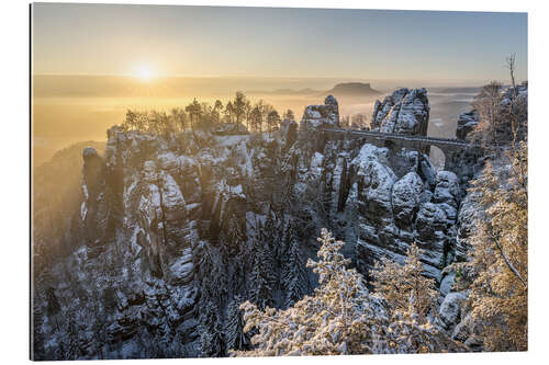 Gallery print Sunrise at the Bastei, Saxon Switzerland