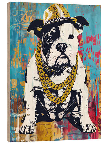 Quadro de madeira American gangster rapper Bulldog