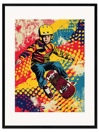 Plakat artystyczny premium w ramie Flying Skater Boy